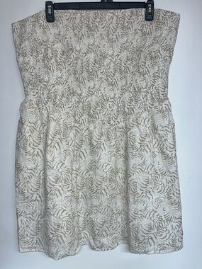 Universal Thread 3X Women’s Strapless Dress in Cream and Tan, stretch, pockets